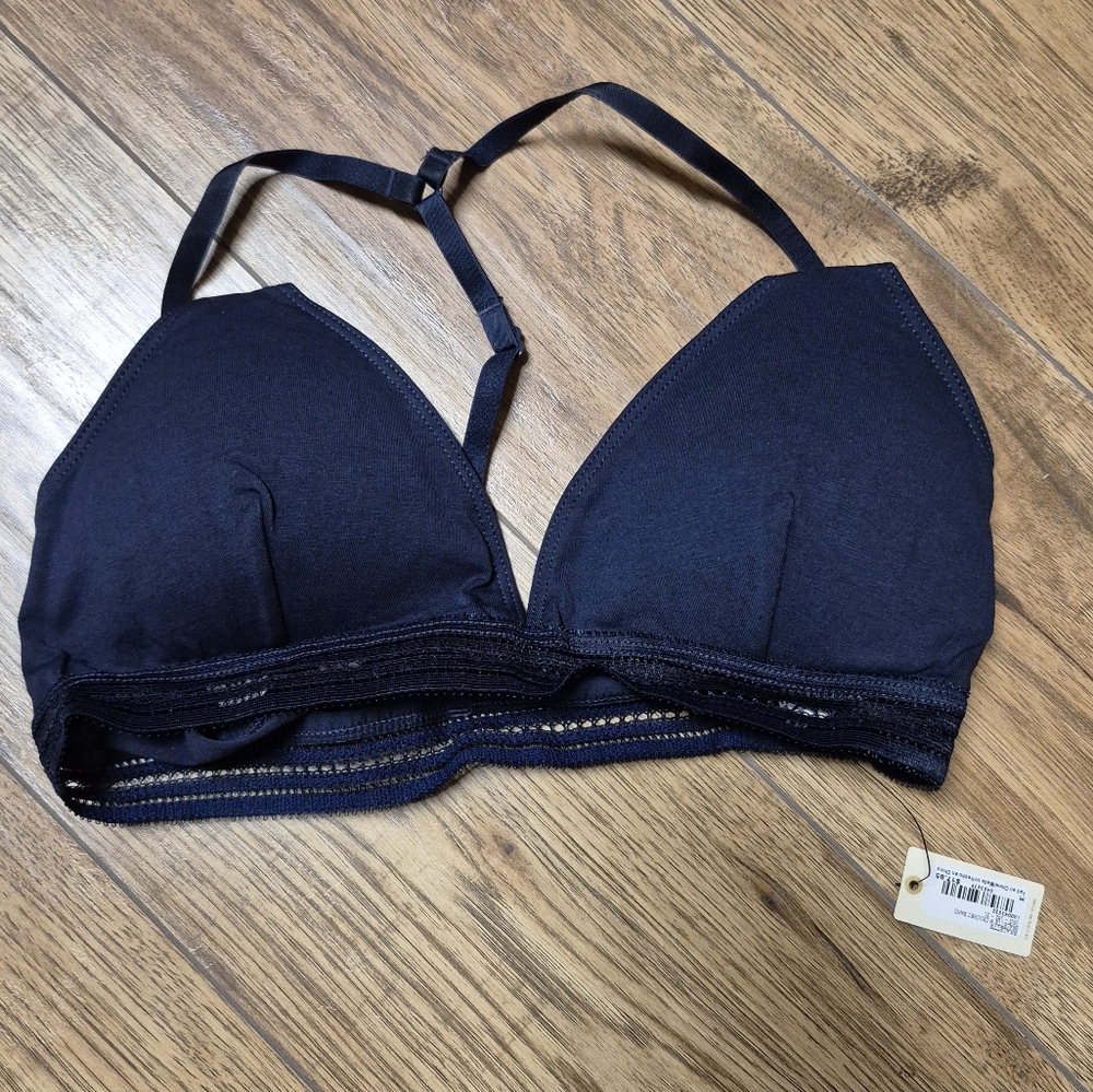 Bralette with Crochet Band Stretch Navy Blue Size medium Garage